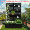 Black 47L x 17W x 71H Metal Planter with Trellis, Drainage, and Privacy Screen for Climbing Plants