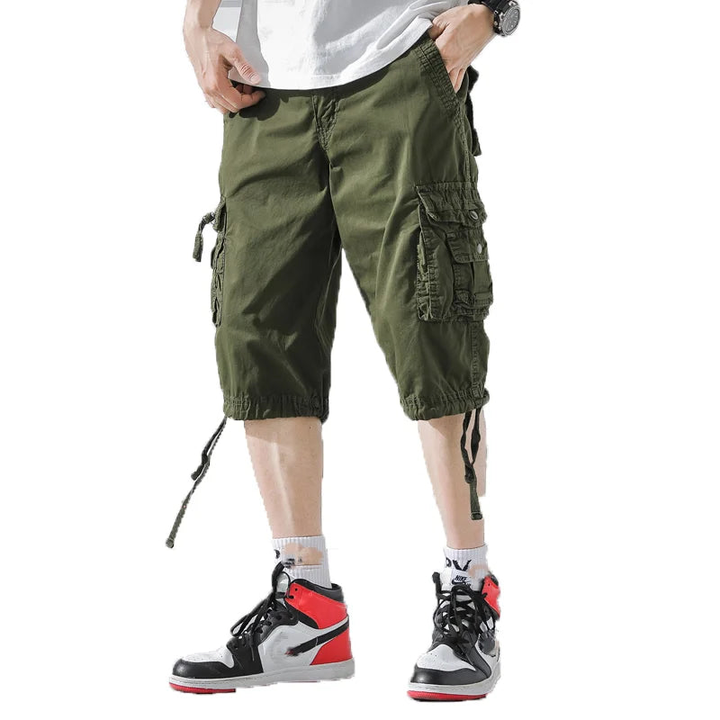 New Summer Men Cargo Shorts 2023 Mens Army Shorts Male Casual Workout Homme Cotton Short Pant Pantalon Buzo Hombre Knee Length