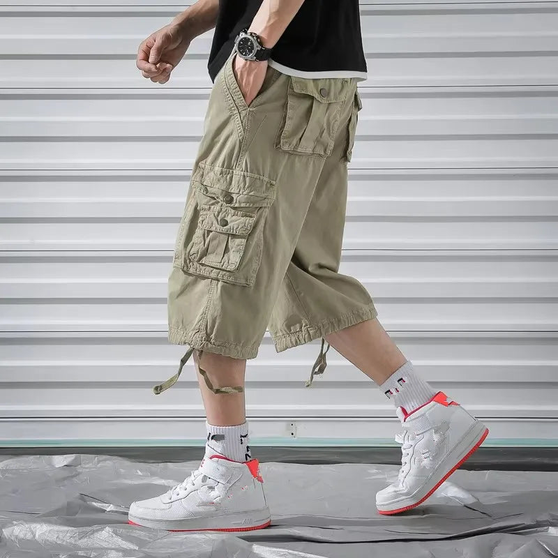 New Summer Men Cargo Shorts 2023 Mens Army Shorts Male Casual Workout Homme Cotton Short Pant Pantalon Buzo Hombre Knee Length