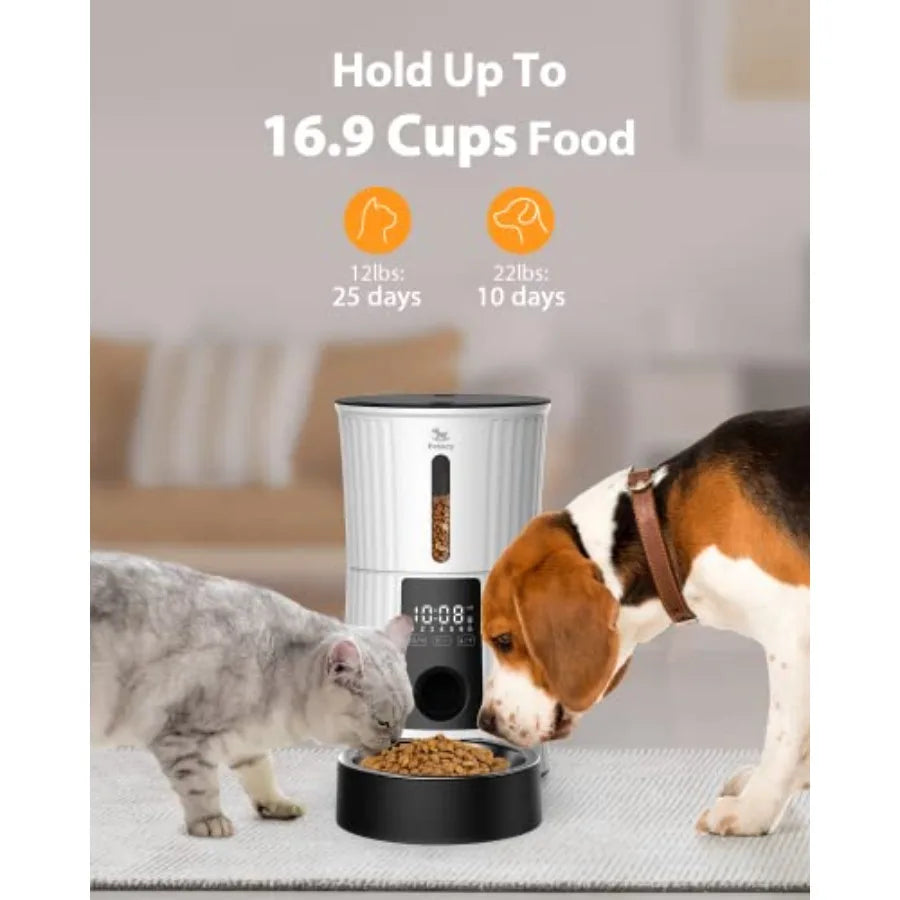 【Spot goods】Timed Automatic Cat Feeders - 4L Programable Dry Food Dispenser for Cats and Small Medium Dogs 6 Meals with Desicca