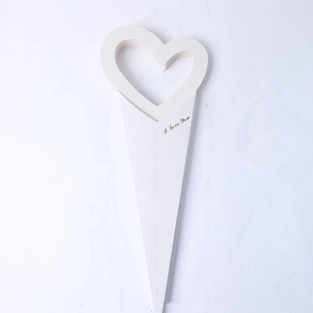 10pcs Romantic Heart Single Flower Box DIY Portable Bouquet Packaging Box Paper Rose Wrapping Gift Box Wedding Birthday Party