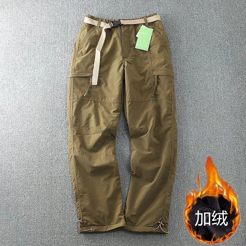 Winter Fleece Soft Shell Pants Waterproof Outdoor Man Straight Slacks Multi-pocket Cargo Pants Men Army Tactical Pantalon Homme