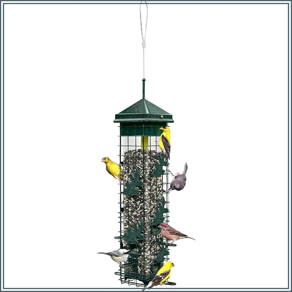Squirrel Solution200 Squirrel-proof Bird Feeder, 6 Feeding Ports, 3.4 lb Seed Capacity, Free Seed Funnel