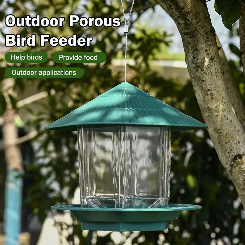 New Waterproof Garden Gazebo Hanging Wild Bird Feeder Outdoor Container With Hang Rope Pet Birds Feeding House Type Bird Feeder