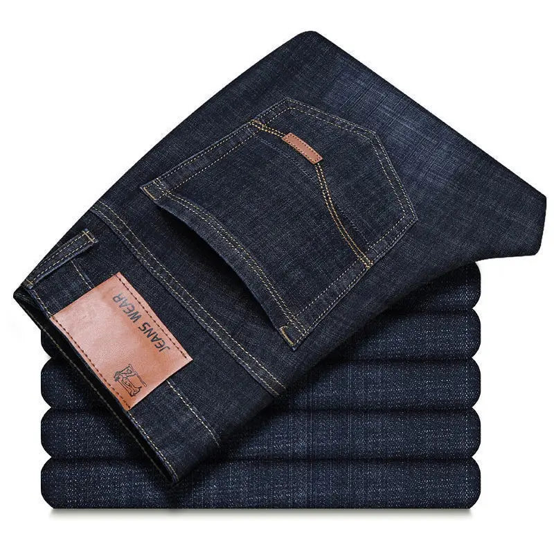 Men's Soft Straight Denim Pants 2026 Autumn Classic Business Black Biker Jeans Overalls Masculino Pantalone Hombre Mannen Homme
