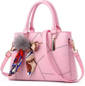 Gravon Women PU Leather Tote Bags Crossbody Handbags (Color-PINK)