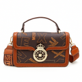 Black Handbag with Gold Emblem Detail