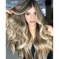 Women Long Wavy Gold Wig Natural Fashion Synthetic Hair